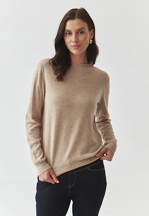 CLASSIC LADIES' HALF TURTLENECK JUMPER — INDI BEIGE 2
