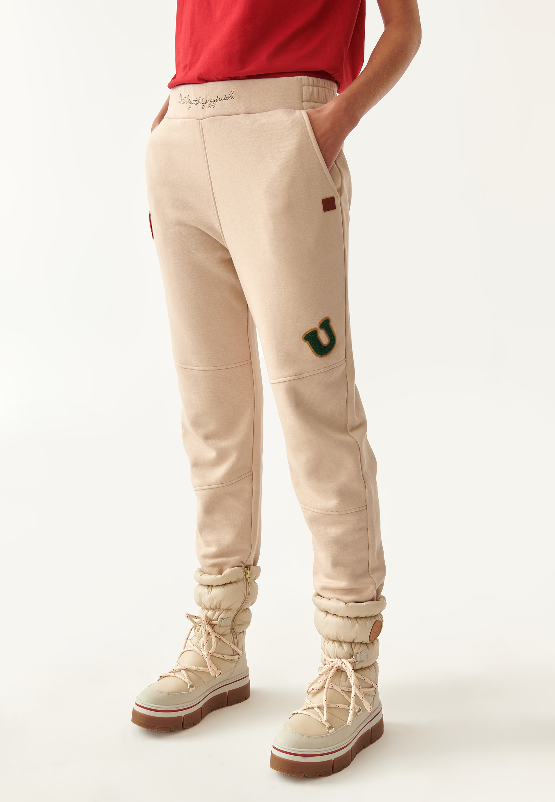 DAMSKIE SPODNIE DZIANINOWE SANTANA BEŻOWY 2