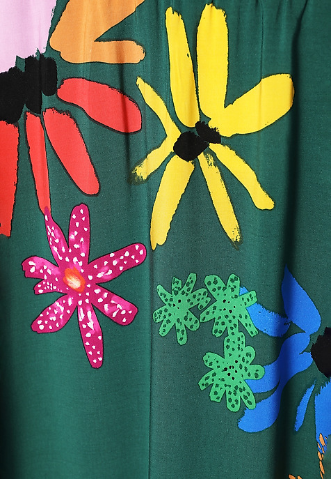 LADIES’ LONG FLORAL SKIRT - SAND 1 GREEN 2