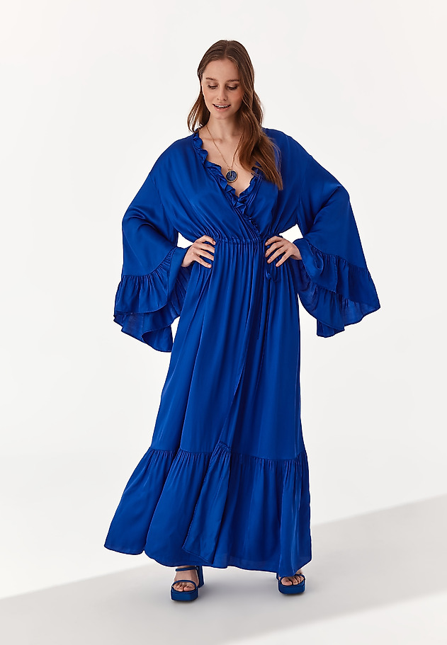 KOLEKCJA BLOOMING: SUKIENKA Z FALBANAMI ZENIA KOLEKCJA BLOOMING: SUKIENKA Z FALBANAMI ZENIA NIEBIESKI 2