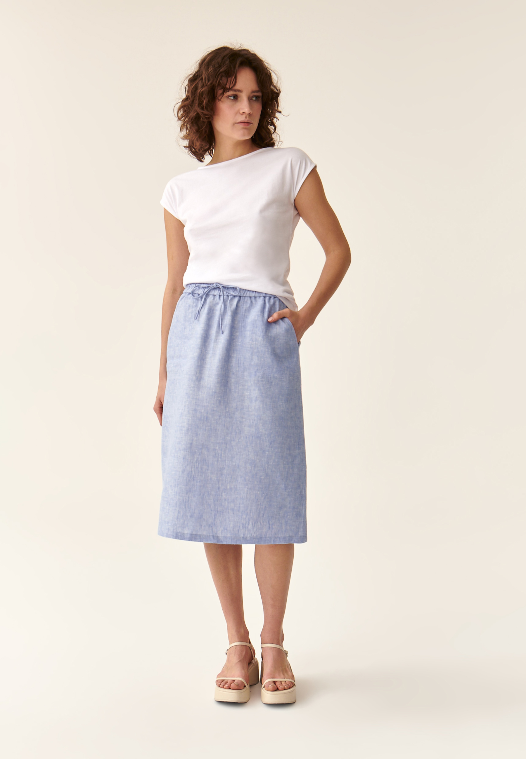 LADIES' CLASSIC SKIRT KOLIKO 1 BLUE 2
