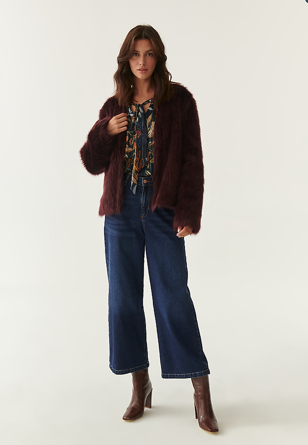 LADIES' FAUX FUR JACKET FURLI LADIES' FAUX FUR JACKET FURLI CZERWONY 5