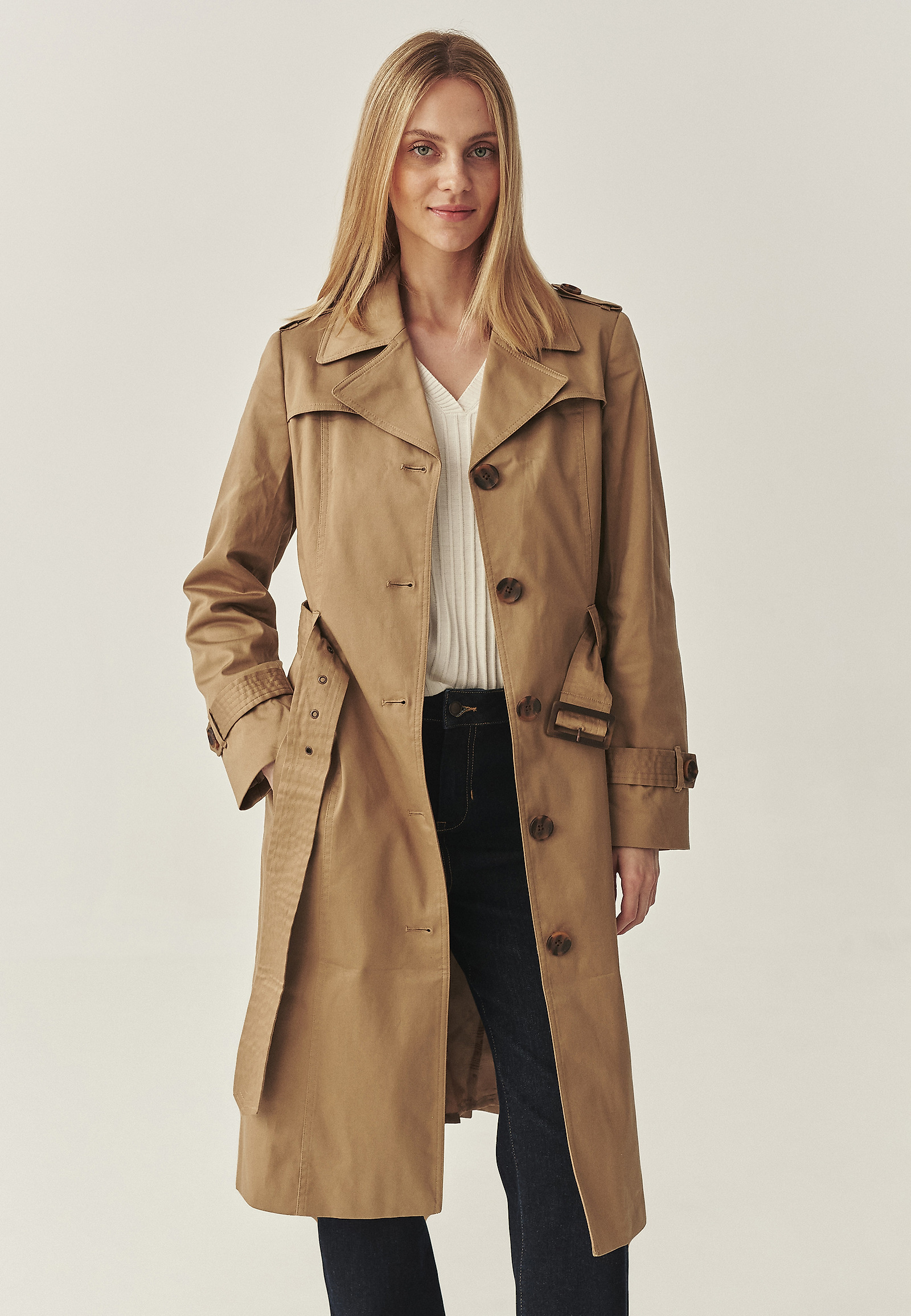COTTON TRENCH COAT - RIVA COTTON TRENCH COAT - RIVA BEIGE 114350