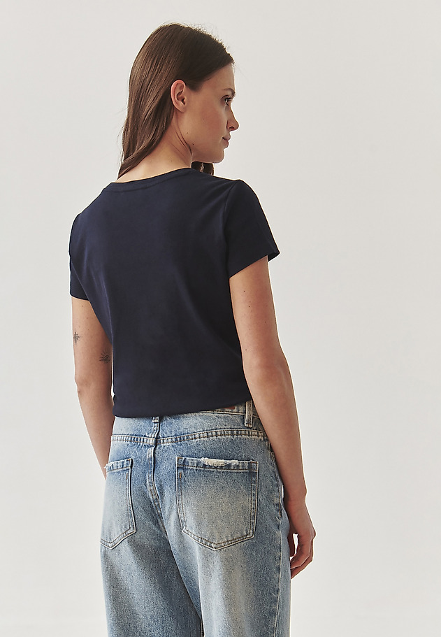 TRICOU DE DAMĂ, DIN BUMBAC, CU DECOLTEU ROTUND - KIRI TRICOU DE DAMĂ, DIN BUMBAC, CU DECOLTEU ROTUND - KIRI BLEUMARIN 3