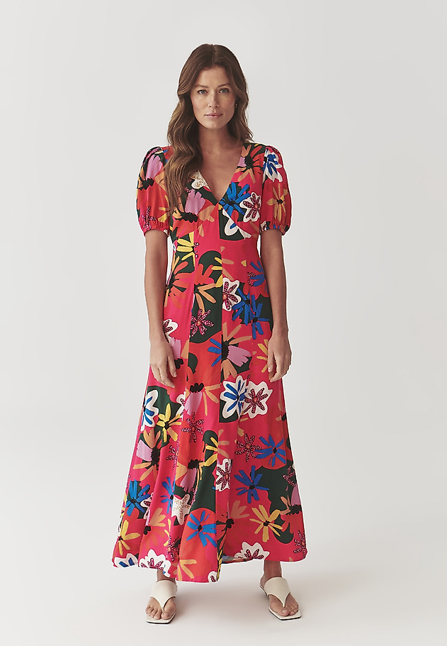 LADIES’ LONG FLORAL DRESS WITH SHORT SLEEVES - LANAMIA LADIES’ LONG FLORAL DRESS WITH SHORT SLEEVES - LANAMIA MULTIKOLOR 5
