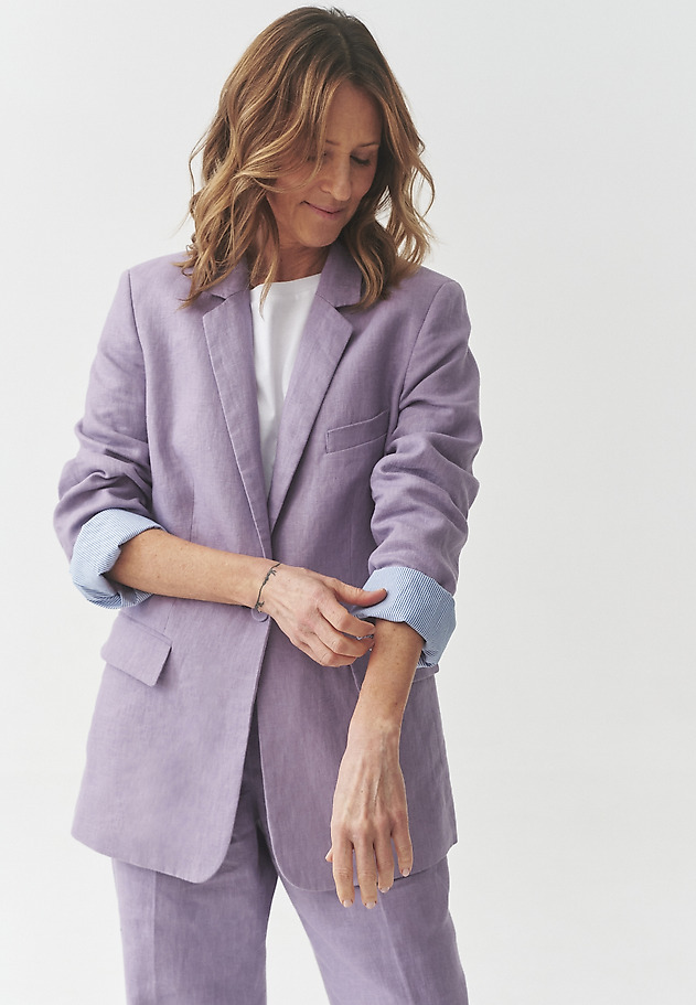 LOOSE-FITTING LINEN BLAZER - MEKO 1 LOOSE-FITTING LINEN BLAZER - MEKO 1 FIOLETOWY 8