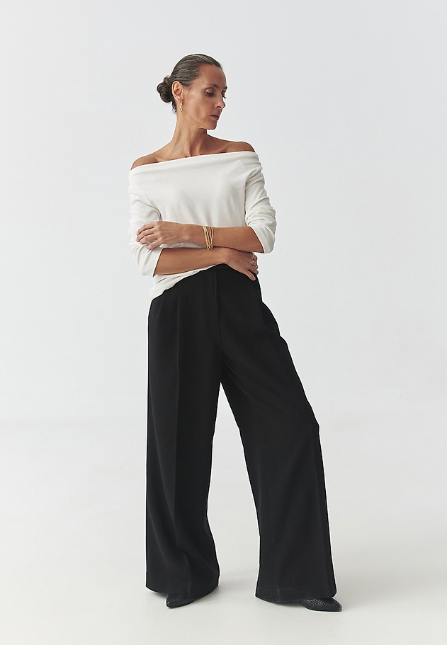 PANTALONI DE DAMĂ, DIN ȚESĂTURĂ, CU DUNGĂ — NOVO PANTALONI DE DAMĂ, DIN ȚESĂTURĂ, CU DUNGĂ — NOVO NEGRU 1