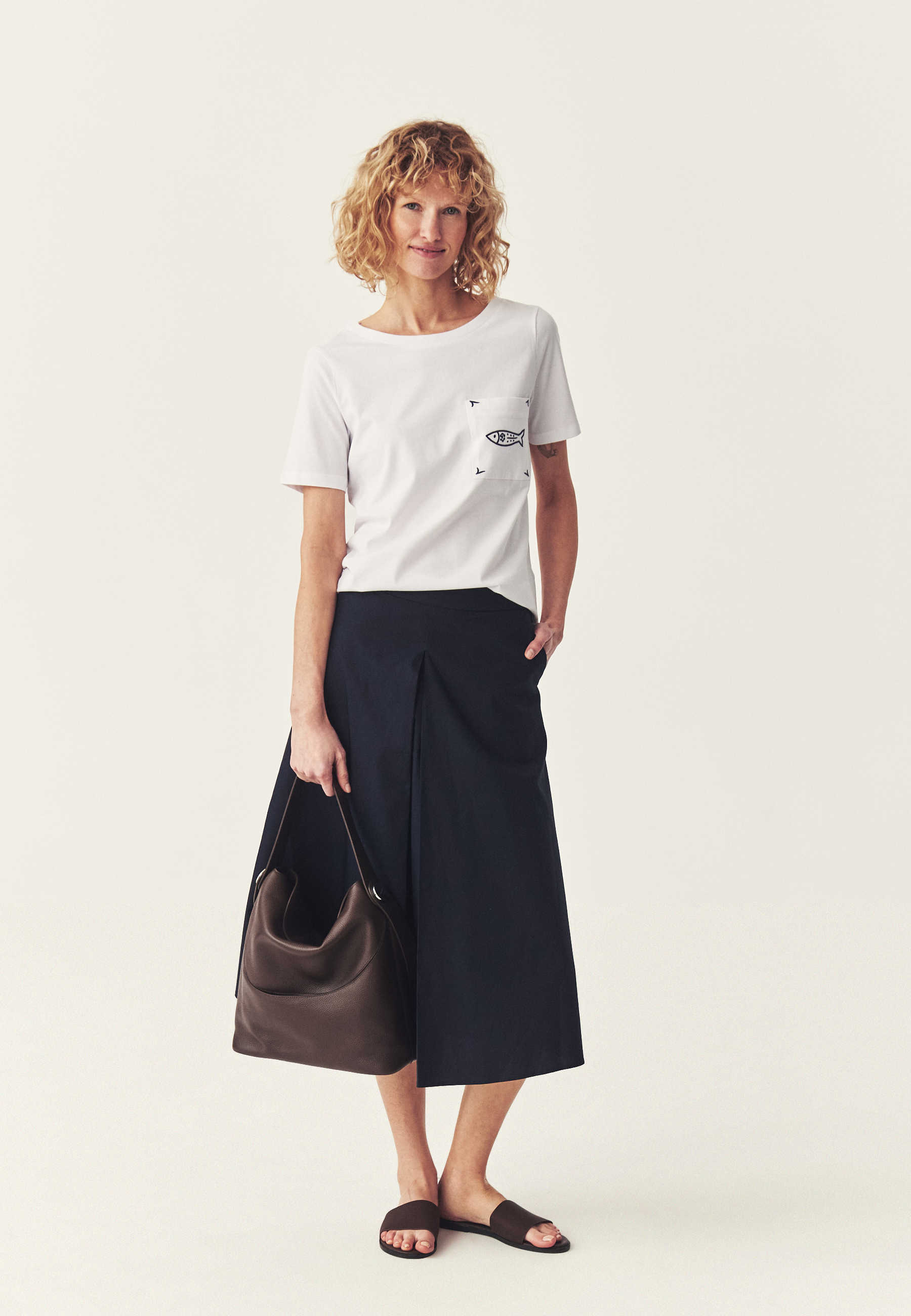 BAWEŁNIANY T-SHIRT Z KIESZONKĄ - MIRASA BIAŁY 2