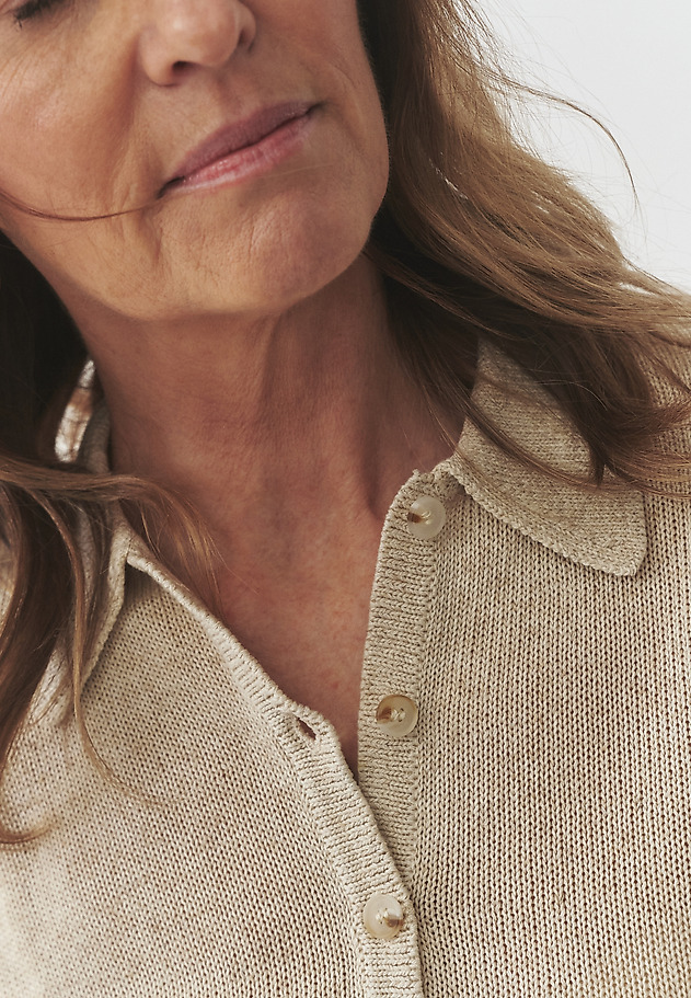 KNITTED BLOUSE WITH LYOCELL AND LINEN — HILDA KNITTED BLOUSE WITH LYOCELL AND LINEN — HILDA BEIGE 5