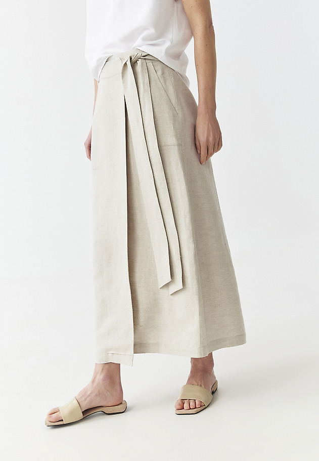 ENVELOPE SKIRT IN LINEN AND VISCOSE - RITIS ENVELOPE SKIRT IN LINEN AND VISCOSE - RITIS BEŻOWY 4