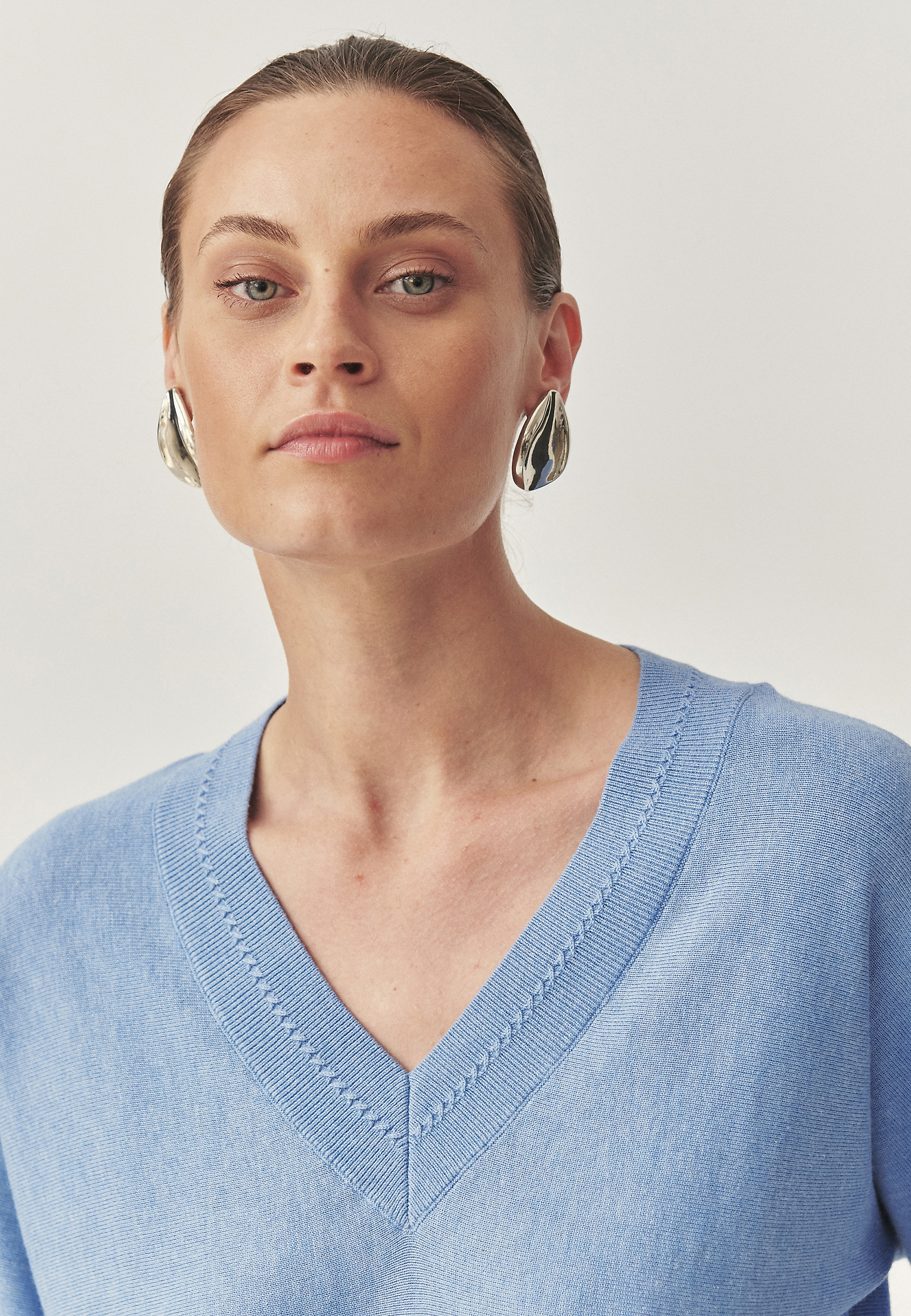 LOOSE JUMPER MADE FROM A BREATHABLE COTTON BLEND - ASEL LOOSE JUMPER MADE FROM A BREATHABLE COTTON BLEND - ASEL BLUE 114788