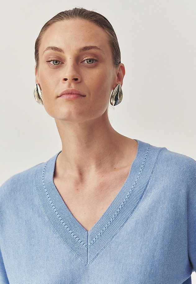 LOOSE JUMPER MADE FROM A BREATHABLE COTTON BLEND - ASEL LOOSE JUMPER MADE FROM A BREATHABLE COTTON BLEND - ASEL BLUE 3