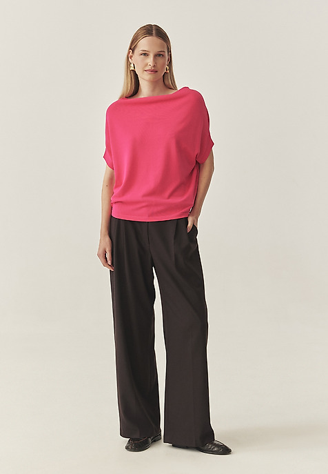 LADIES’ BLOUSE WITH A DECORATIVE NECKLINE - ATI PINK 2