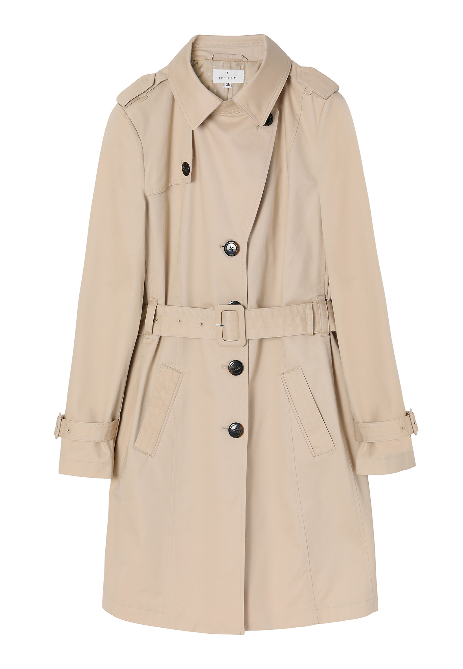 CLASSIC LADIES’ COAT WITH A BELT - MEGANA CLASSIC LADIES’ COAT WITH A BELT - MEGANA BEIGE 109497