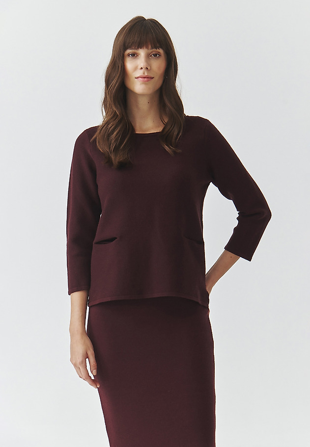 CLASSIC LADIES' JUMPER WITH 3/4 SLEEVES AND POCKETS — ADELLE CLASSIC LADIES' JUMPER WITH 3/4 SLEEVES AND POCKETS — ADELLE FIOLETOWY 1