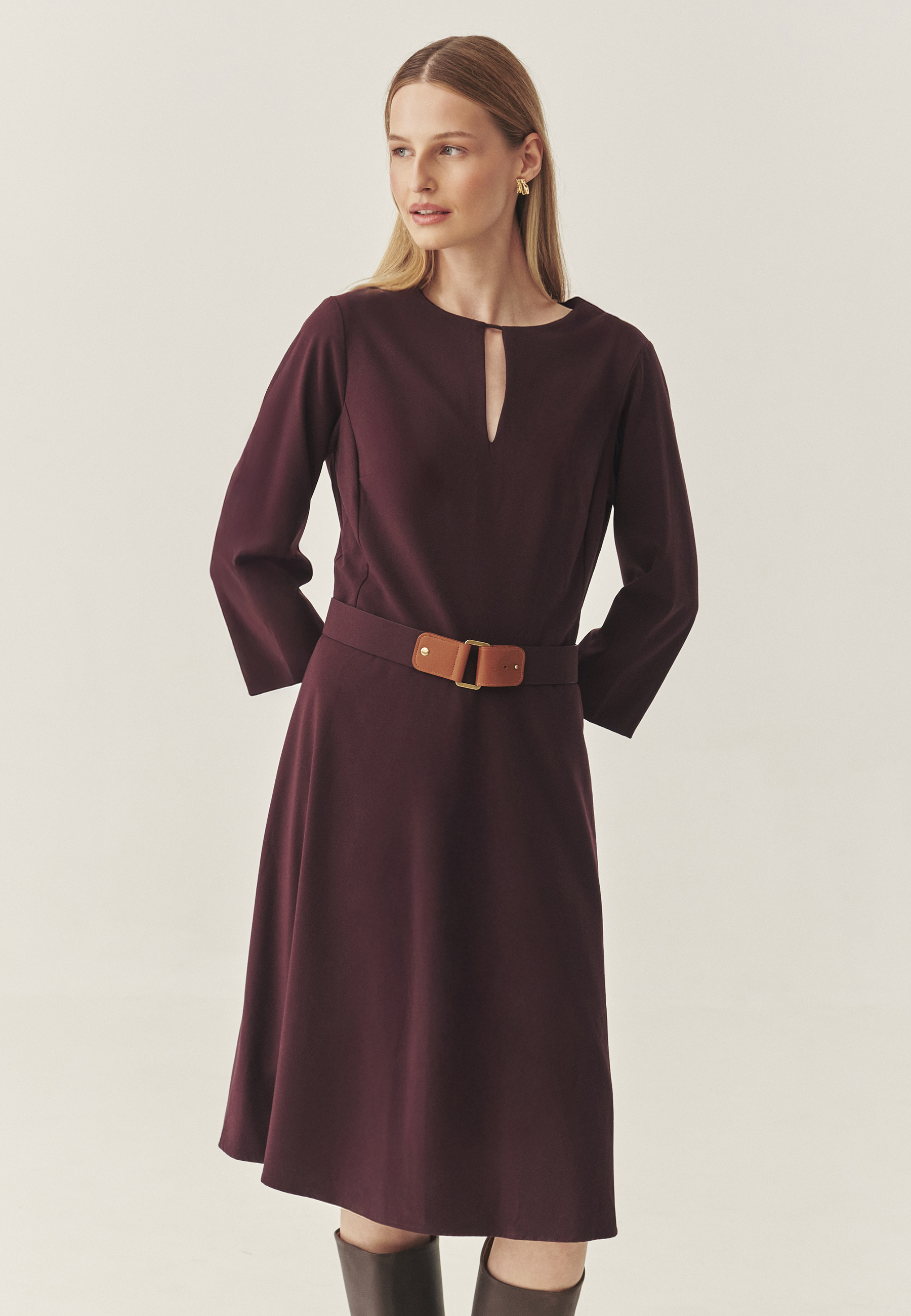 OBLEKA IZ BLAGA S 3/4 ROKAVI - ANAKO VIJOLIČNA 2