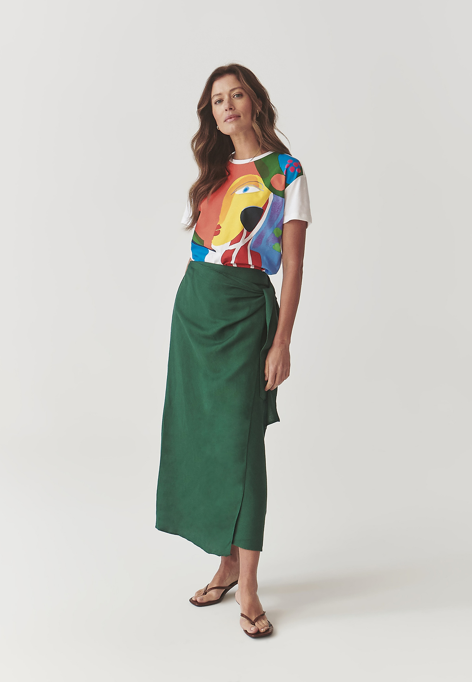 LADIES’ MIDI WRAP SKIRT - RITA 1 LADIES’ MIDI WRAP SKIRT - RITA 1 GREEN 98085