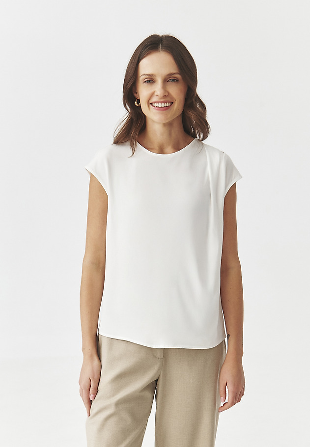 BLUZA IZ VISKOZE Z GUBAMI - ZIMO 1 BLUZA IZ VISKOZE Z GUBAMI - ZIMO 1 ECRU 3