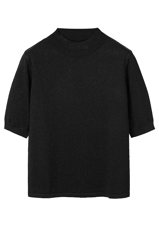 KLASYCZNY SWETER Z METALIZOWANYM WŁÓKNEM - LULU KLASYCZNY SWETER Z METALIZOWANYM WŁÓKNEM - LULU CZARNY 6