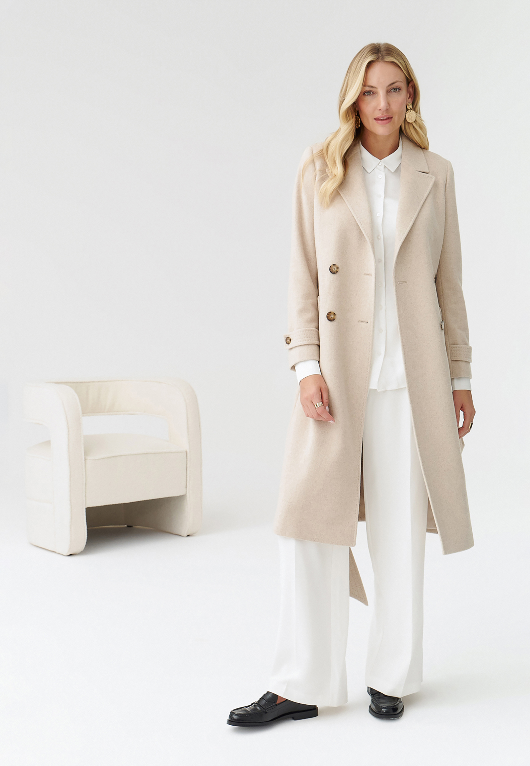 DÁMSKÝ STYLOVÝ KABÁT TEA BÉŽOVÁ 2