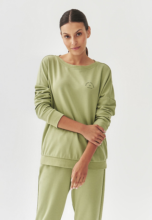 LADIES' KNITTED SWEATSHIRT WITH A ROUND NECKLINE - YOLANDA LADIES' KNITTED SWEATSHIRT WITH A ROUND NECKLINE - YOLANDA ZIELONY 5