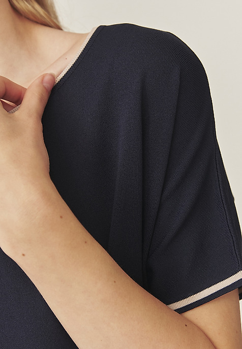 LADIES’ DRESS WITH A SHORT KIMONO SLEEVES - ESTINA NAVY BLUE 2