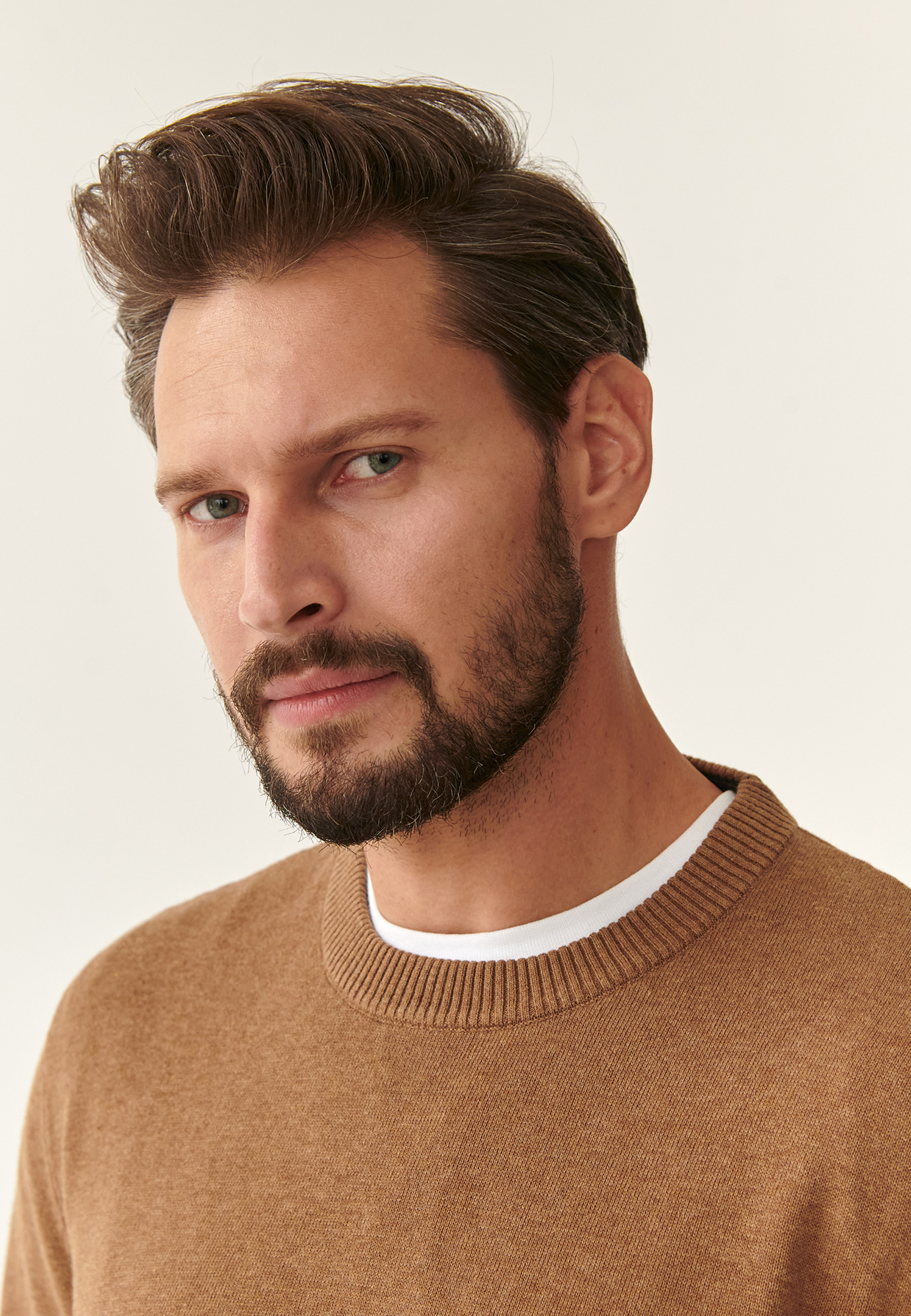 CIENKI SWETER MĘSKI TRICK 1 BEŻOWY 2