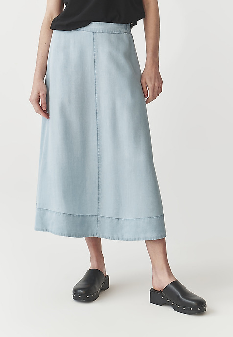 LADIES’ MIDI SKIRT WITH SEWN-IN ELASTIC - KONI 1 BLUE 2
