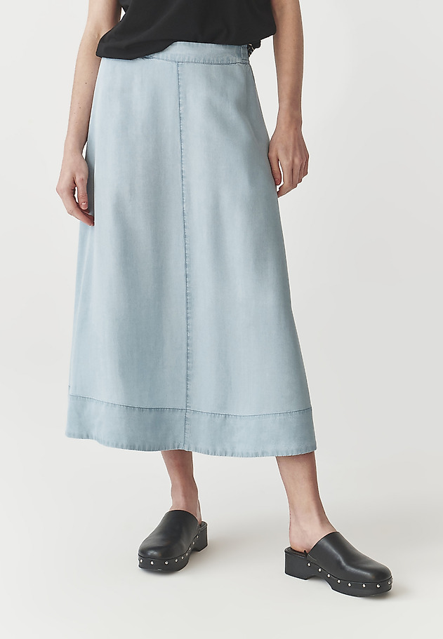 PLÁTĚNÁ MIDI SUKNĚ S GUMOU V PASE - KONI 1 PLÁTĚNÁ MIDI SUKNĚ S GUMOU V PASE - KONI 1 MODRÁ 5