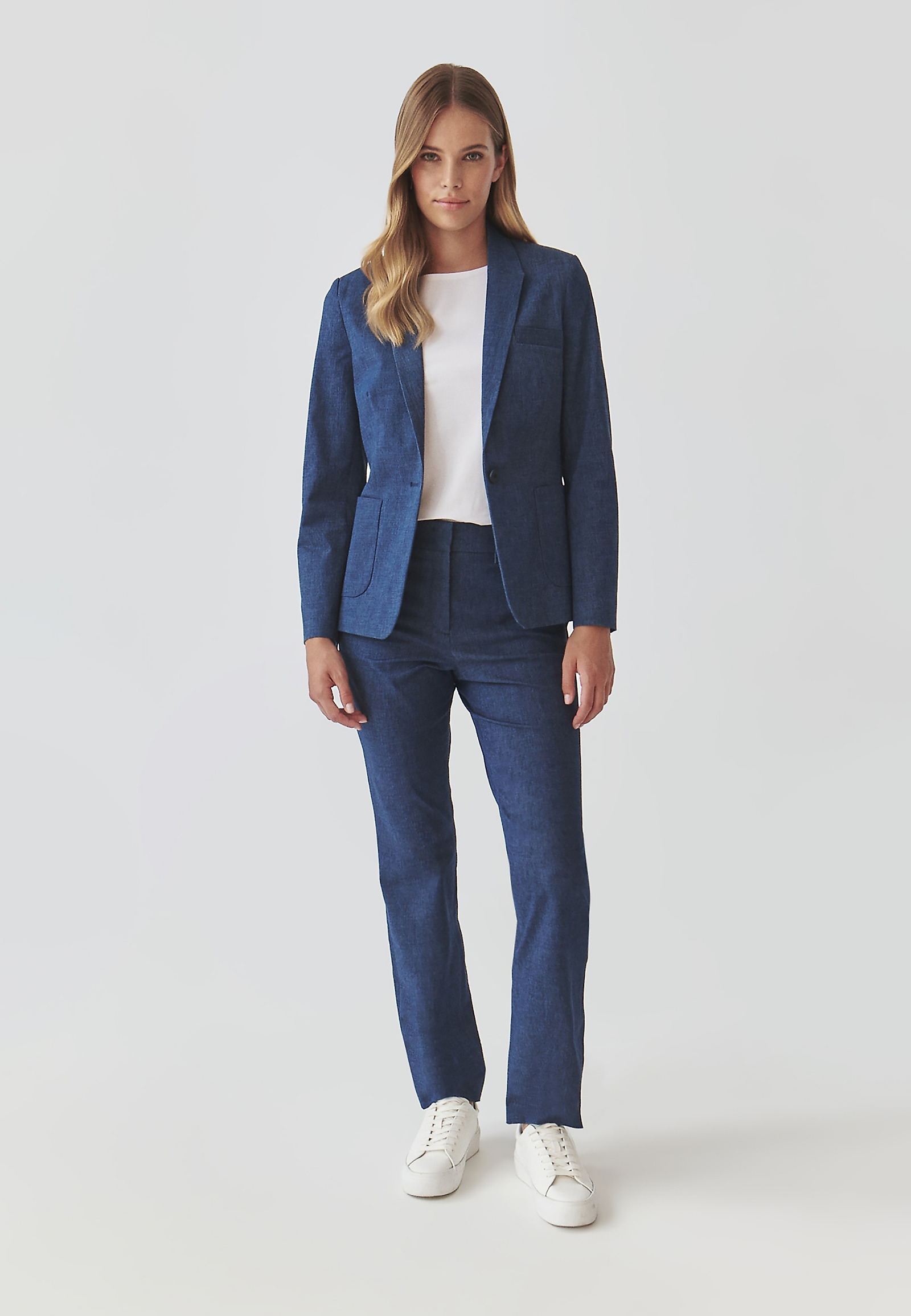 JACHETĂ ELEGANTĂ DIN ȚESĂTURĂ MELANJ - AMALFIA JACHETĂ ELEGANTĂ DIN ȚESĂTURĂ MELANJ - AMALFIA ALBASTRU 99355