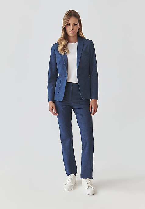 LADIES’ STYLISH BLAZER MADE FROM MELANGE FABRIC - AMALFIA NAVY BLUE 2