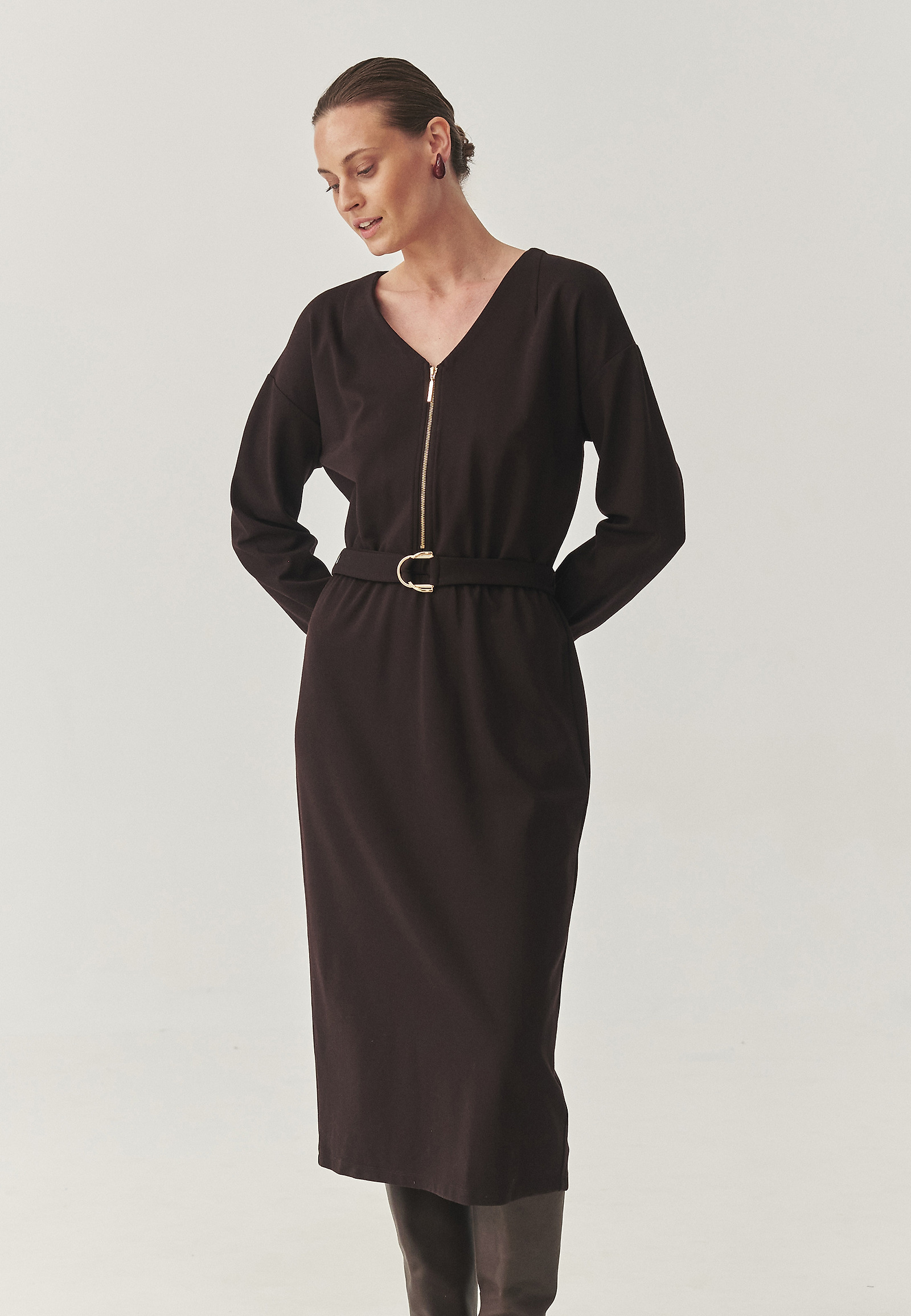 CLASSIC MIDI DRESS WITH BELT - VESSTA 1 CLASSIC MIDI DRESS WITH BELT - VESSTA 1 BROWN 114900