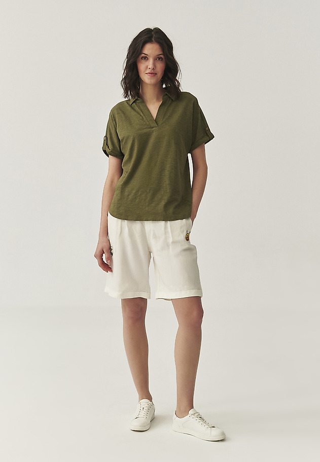 SUMMER SHORTS IN LINEN AND VISCOSE - RIKO 1 SUMMER SHORTS IN LINEN AND VISCOSE - RIKO 1 ECRU 6