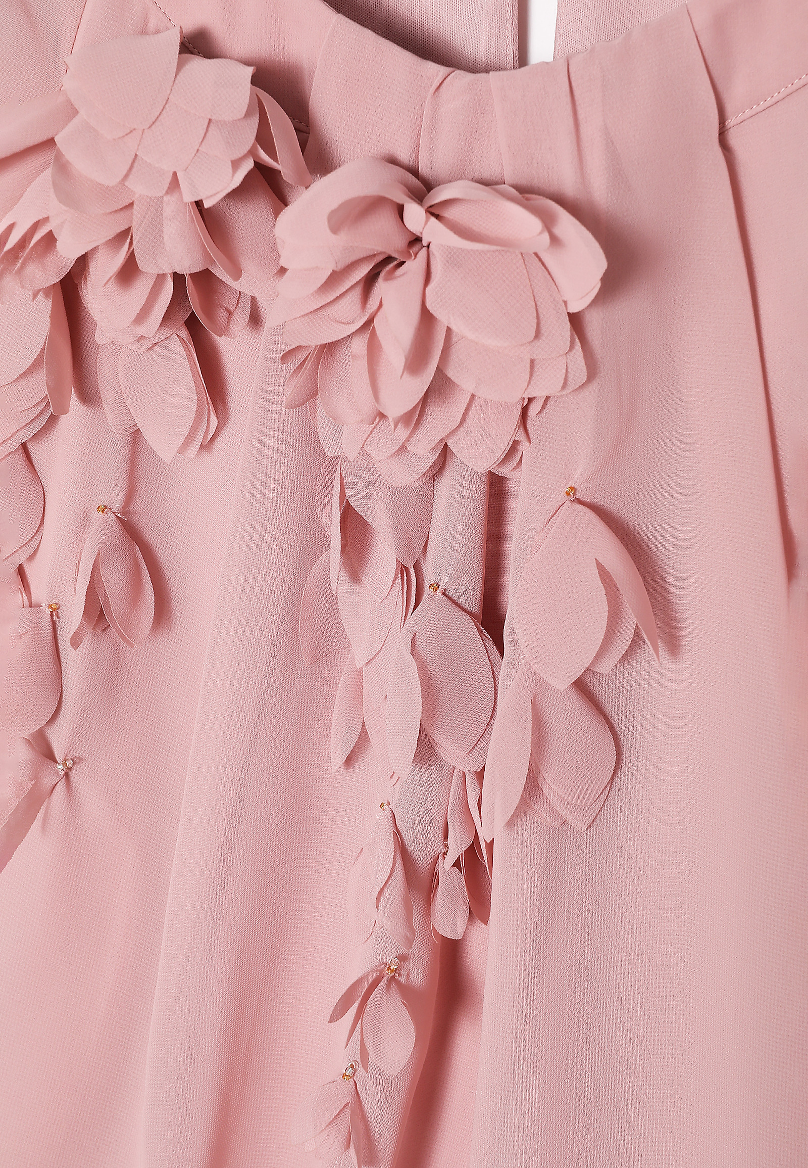 LADIES’ LONG DRESS WITH FLORAL APPLICATION - ROZA LADIES’ LONG DRESS WITH FLORAL APPLICATION - ROZA PINK 96586