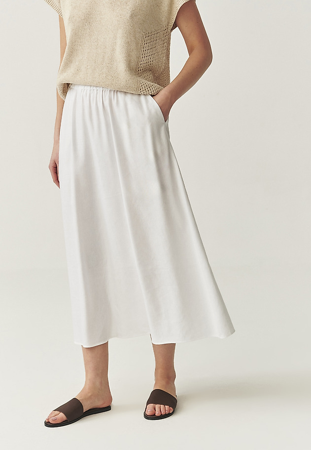 AIRY LINEN MIDI SKIRT - SAND AIRY LINEN MIDI SKIRT - SAND BIAŁY 2