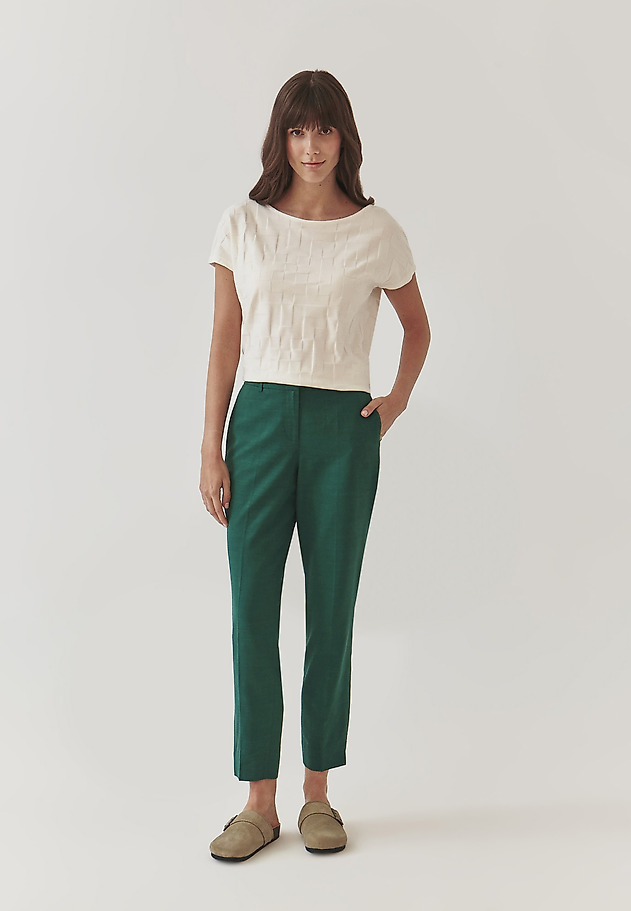 LADIES’ TROUSERS WITH SLITS ON THE LEG - KOLIA 2 LADIES’ TROUSERS WITH SLITS ON THE LEG - KOLIA 2 GREEN 1