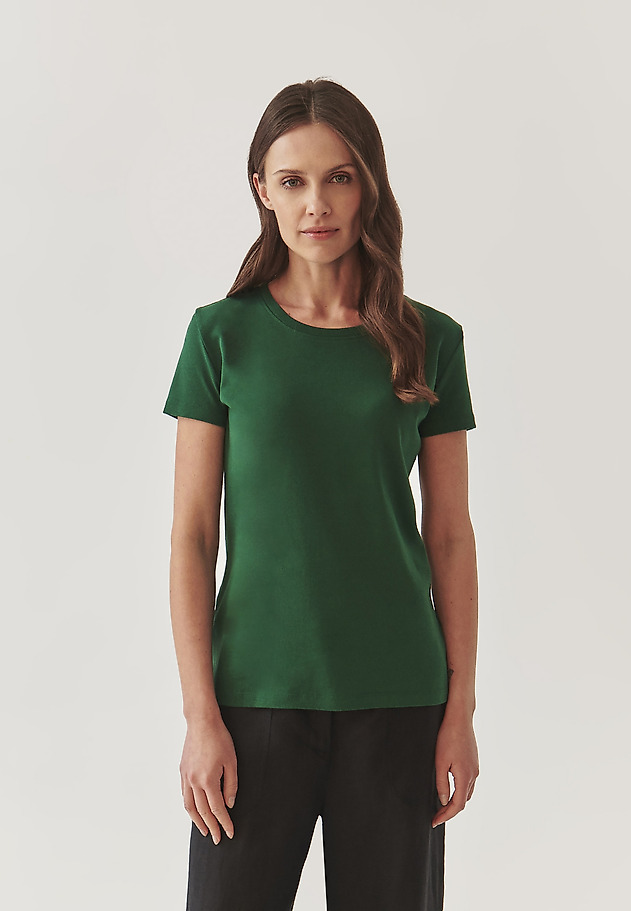BAWEŁNIANY T-SHIRT DAMSKI Z OKRĄGŁYM DEKOLTEM - KIRI BAWEŁNIANY T-SHIRT DAMSKI Z OKRĄGŁYM DEKOLTEM - KIRI ZIELONY 3
