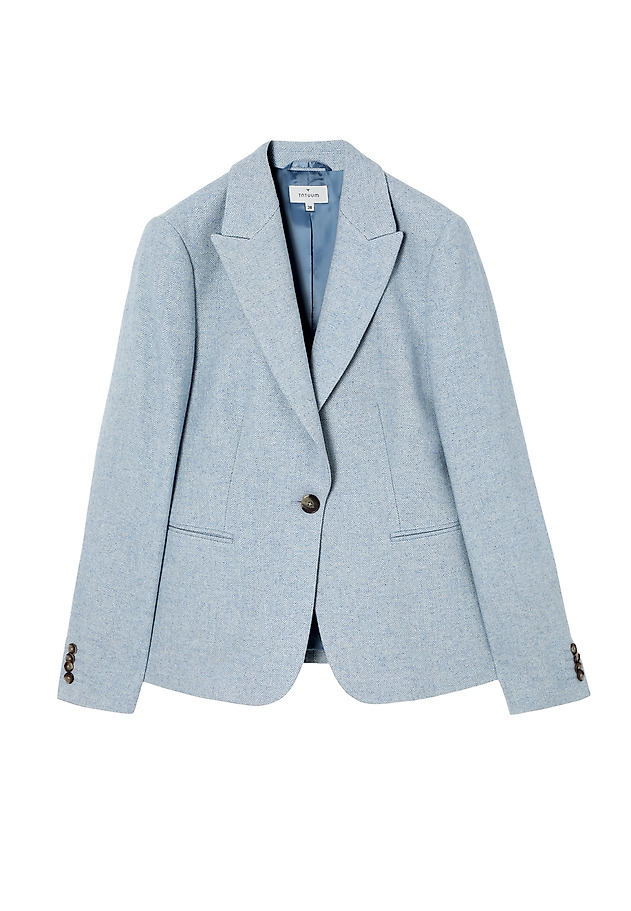 LADIES' HERRINGBONE FABRIC JACKET - AGNES LADIES' HERRINGBONE FABRIC JACKET - AGNES BLUE 7