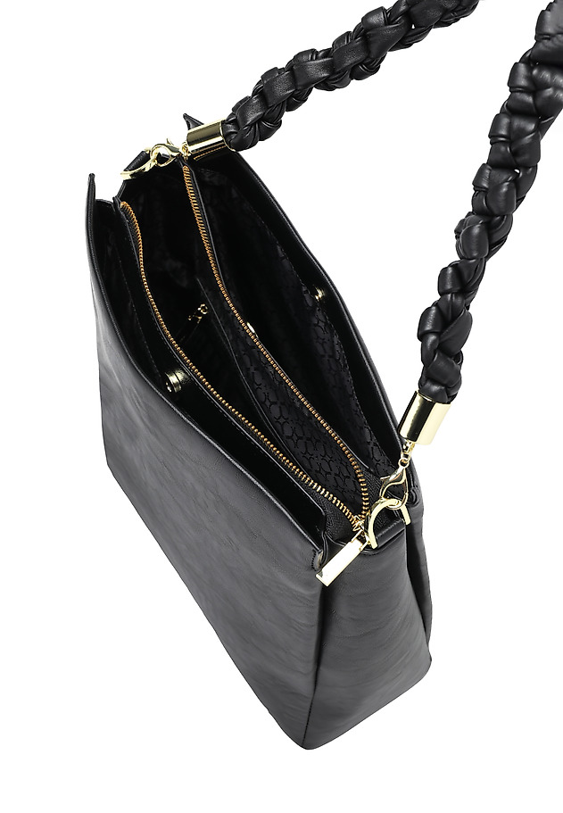 ROOMY SHOULDER BAG WITH DECORATIVE BELT — MOKKO ROOMY SHOULDER BAG WITH DECORATIVE BELT — MOKKO CZARNY 5
