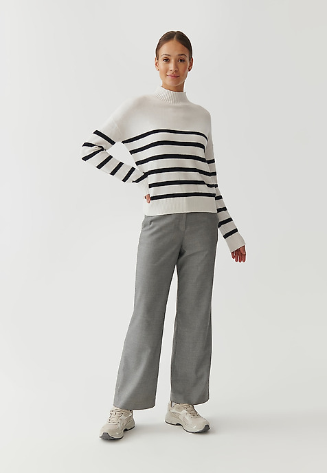 LADIES’ LOOSE STRIPED SWEATER WITH A TURTLENECK PASOLI MULTICOLOR 2