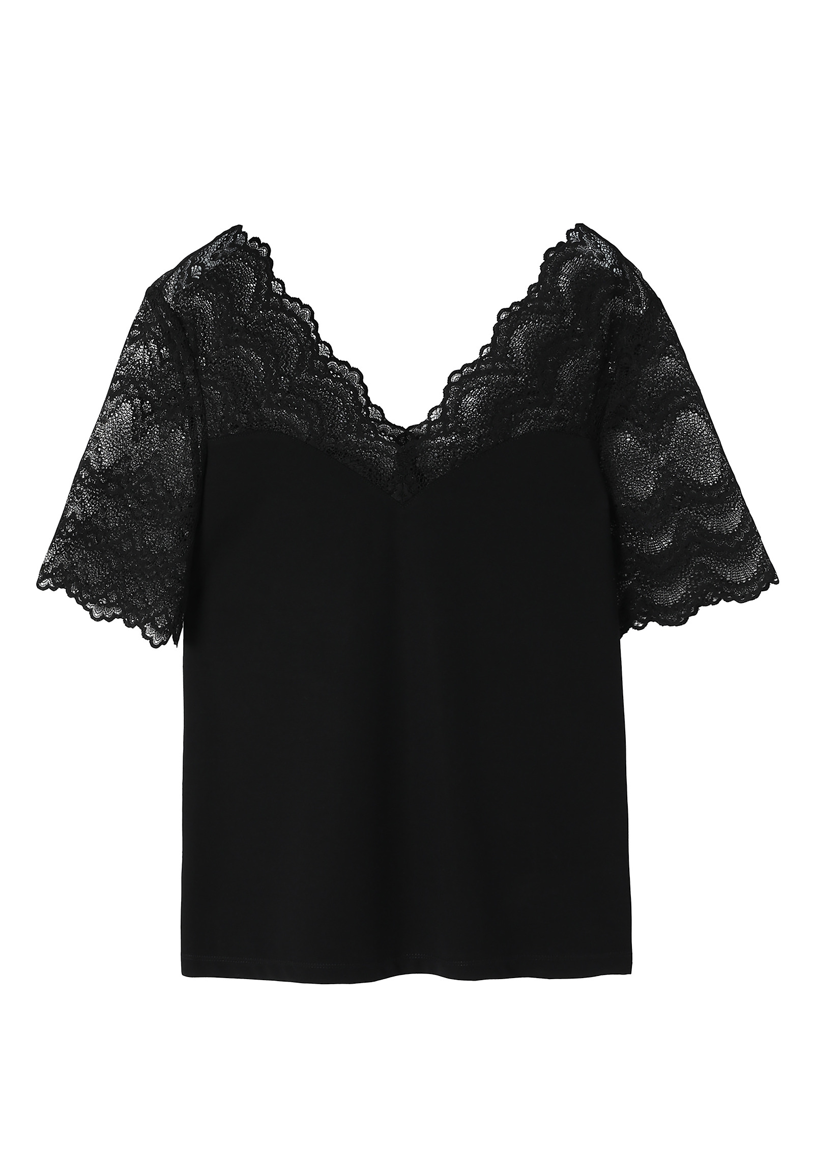 ŽENSKA PLETENA BLUZA S ČIPKASTIM IZREZOM - LACEY ŽENSKA PLETENA BLUZA S ČIPKASTIM IZREZOM - LACEY ČRNA 102768