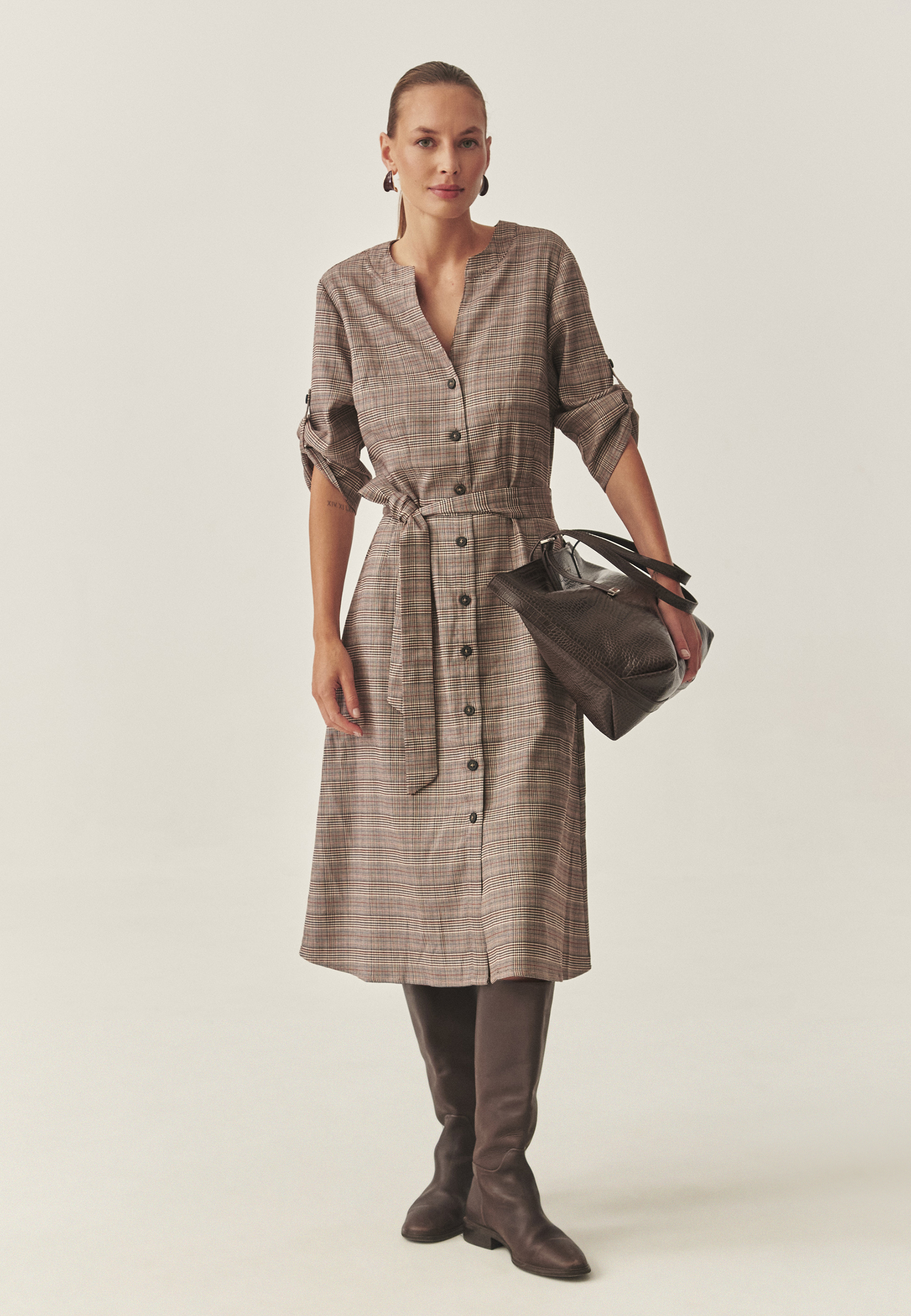 ROCHIE DIN ȚESĂTURĂ CU CAROURI - MANKIRI MULTICOLOR 2