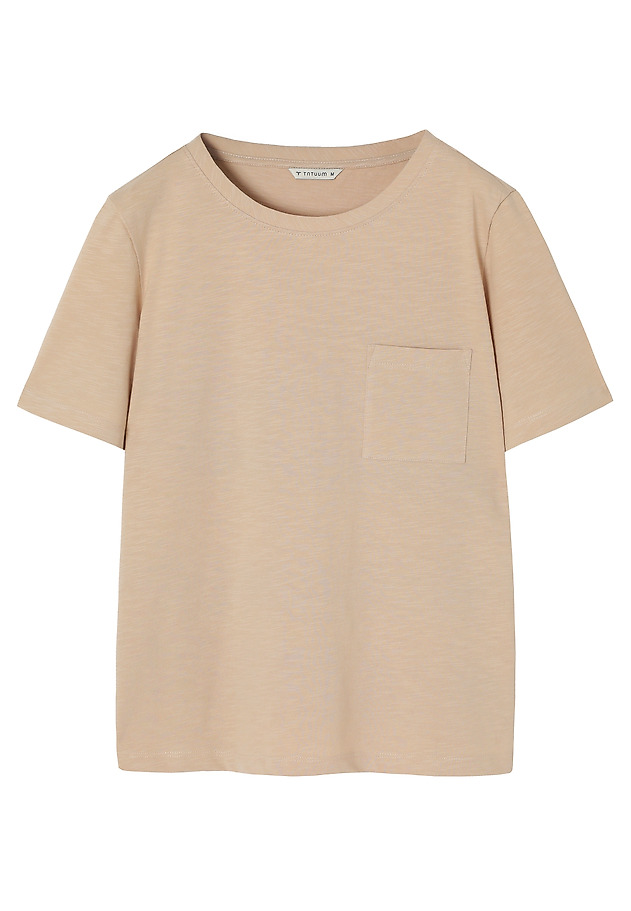 COTTON T-SHIRT WITH POCKET - DELQI COTTON T-SHIRT WITH POCKET - DELQI BEŻOWY 6