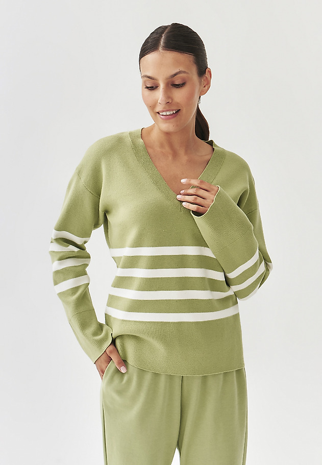 LADIES' STRIPED SWEATER - ELIANA LADIES' STRIPED SWEATER - ELIANA ZIELONY 1