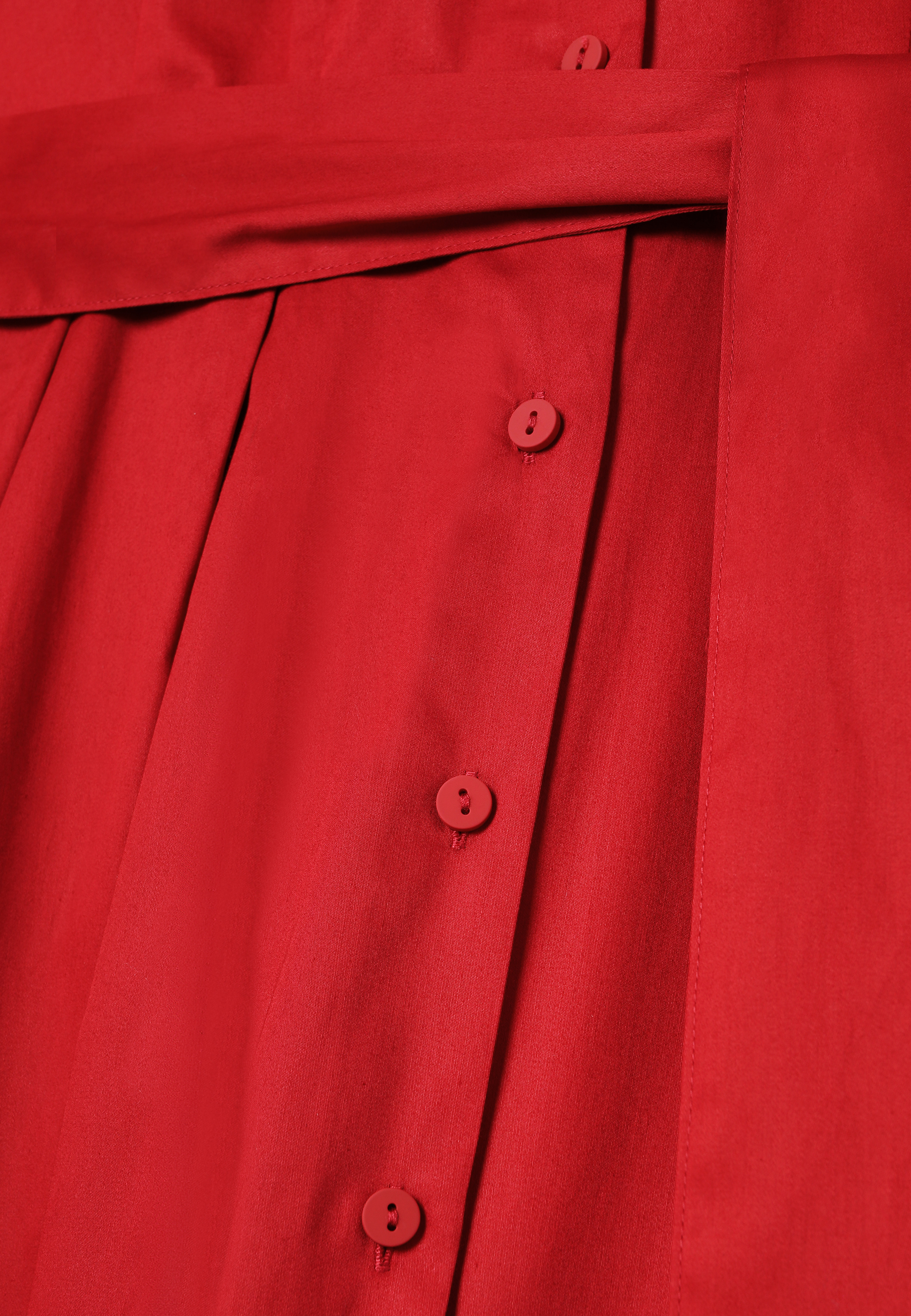 BAWEŁNIANA SUKIENKA Z TKANINOWYM PASKIEM - TIRAMI CZERWONY 2