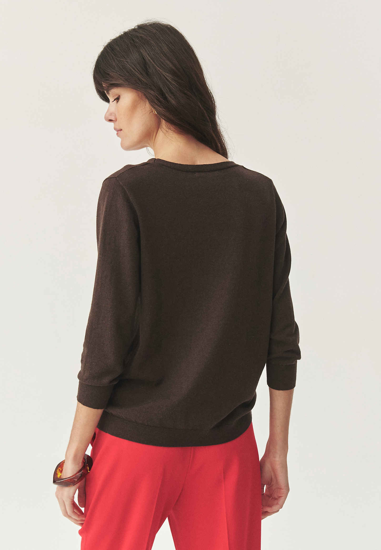 FITTED COTTON JUMPER - VICA FITTED COTTON JUMPER - VICA BROWN 113641