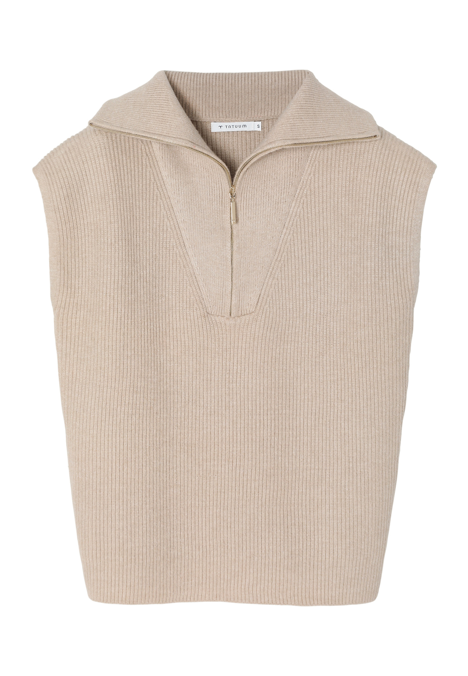 DZIANINOWA KAMIZELKA DAMSKA Z PRZĘDZY — MISAKI DZIANINOWA KAMIZELKA DAMSKA Z PRZĘDZY — MISAKI BEŻOWY 106152