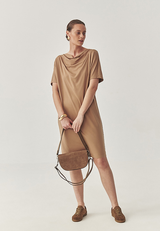 KNITTED DRESS WITH A WEDGE NECKLINE - ZANAKA KNITTED DRESS WITH A WEDGE NECKLINE - ZANAKA BEIGE 5