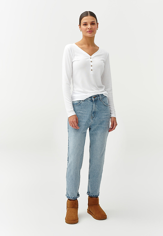 LADIES’ BOYFRIEND DENIM JEANS - BEZA LADIES’ BOYFRIEND DENIM JEANS - BEZA NIEBIESKI 1