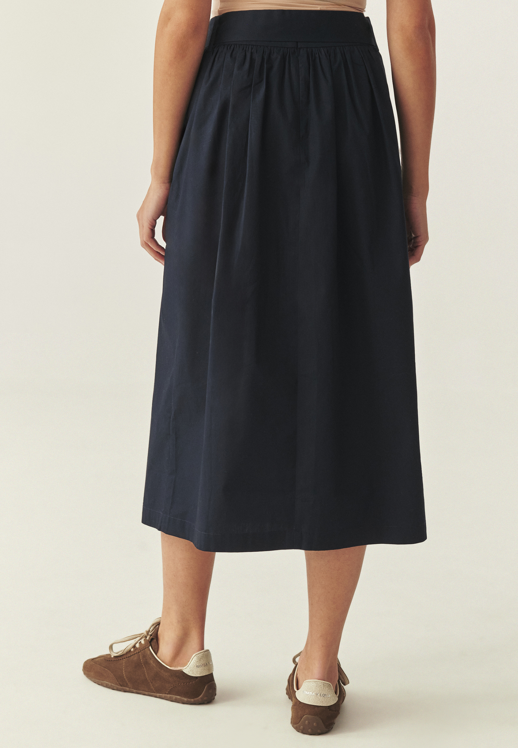 BAWEŁNIANA SPÓDNICA MIDI - MORA GRANATOWY 2